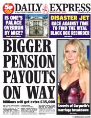 Daily Express () Newspaper Front Page for 28 March 2014