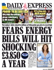 Daily Express () Newspaper Front Page for 28 July 2022