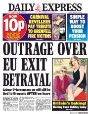 Daily Express () Newspaper Front Page for 28 August 2017