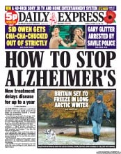 Daily Express () Newspaper Front Page for 29 October 2012