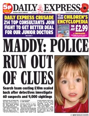 Daily Express () Newspaper Front Page for 29 October 2015