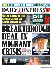 Daily Express () Newspaper Front Page for 29 October 2022