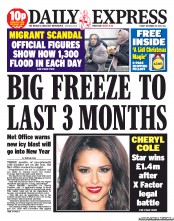 Daily Express () Newspaper Front Page for 29 November 2013