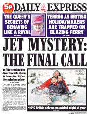 Daily Express () Newspaper Front Page for 29 December 2014