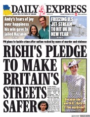 Daily Express () Newspaper Front Page for 29 December 2022