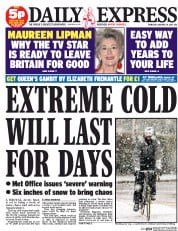 Daily Express () Newspaper Front Page for 29 January 2015