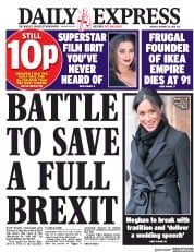 Daily Express () Newspaper Front Page for 29 January 2018