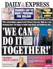 Daily Express () Newspaper Front Page for 29 January 2019