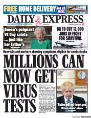 Daily Express () Newspaper Front Page for 29 April 2020