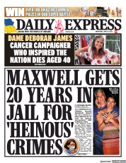 Daily Express () Newspaper Front Page for 29 June 2022