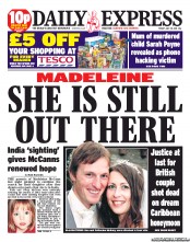 Daily Express () Newspaper Front Page for 29 July 2011