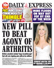 Daily Express () Newspaper Front Page for 29 July 2013