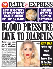 Daily Express () Newspaper Front Page for 29 September 2015