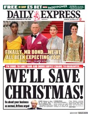 Daily Express () Newspaper Front Page for 29 September 2021