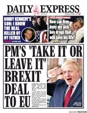 Daily Express () Newspaper Front Page for 2 October 2019