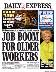 Daily Express () Newspaper Front Page for 2 January 2020