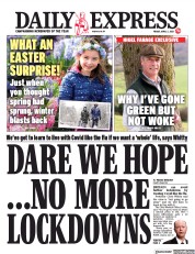 Daily Express () Newspaper Front Page for 2 April 2021