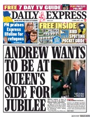 Daily Express () Newspaper Front Page for 2 April 2022