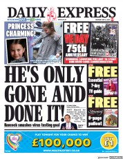Daily Express () Newspaper Front Page for 2 May 2020
