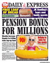 Daily Express () Newspaper Front Page for 2 August 2011