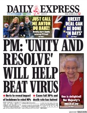 Daily Express () Newspaper Front Page for 30 November 2020