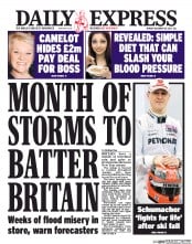 Daily Express () Newspaper Front Page for 30 December 2013
