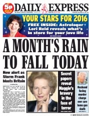 Daily Express () Newspaper Front Page for 30 December 2015