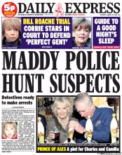 Daily Express () Newspaper Front Page for 30 January 2014