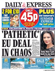 Daily Express () Newspaper Front Page for 30 January 2016