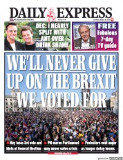 Daily Express () Newspaper Front Page for 30 March 2019