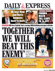 Daily Express () Newspaper Front Page for 30 April 2020