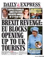 Daily Express () Newspaper Front Page for 30 July 2021