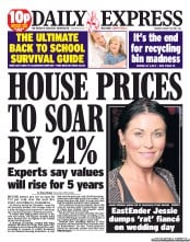 Daily Express () Newspaper Front Page for 30 August 2011