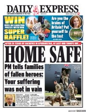 Daily Express () Newspaper Front Page for 30 August 2021