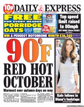Daily Express () Newspaper Front Page for 30 September 2011