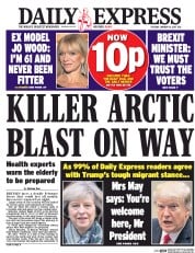 Daily Express () Newspaper Front Page for 31 January 2017