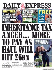 Daily Express () Newspaper Front Page for 31 July 2021