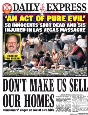 Daily Express () Newspaper Front Page for 3 October 2017