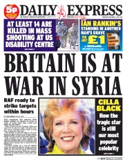 Daily Express () Newspaper Front Page for 3 December 2015