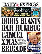 Daily Express () Newspaper Front Page for 3 December 2021