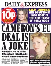 Daily Express () Newspaper Front Page for 3 February 2016