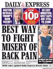 Daily Express () Newspaper Front Page for 3 February 2017