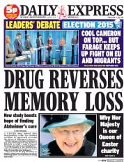 Daily Express () Newspaper Front Page for 3 April 2015