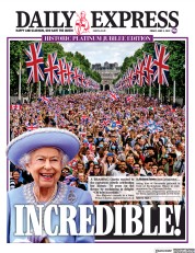 Daily Express () Newspaper Front Page for 3 June 2022