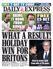 Daily Express () Newspaper Front Page for 3 July 2021