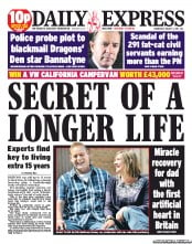 Daily Express () Newspaper Front Page for 3 August 2011