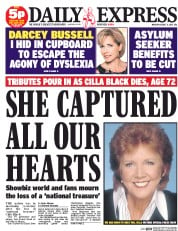 Daily Express () Newspaper Front Page for 3 August 2015