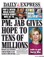 Daily Express () Newspaper Front Page for 4 January 2021