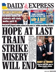Daily Express () Newspaper Front Page for 4 January 2023