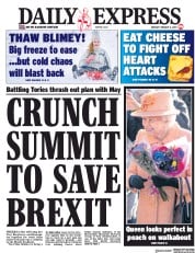 Daily Express () Newspaper Front Page for 4 February 2019